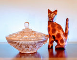 MOTHER'S DAY GIFT: MODERN DECOR/ SPOTTED WOOD CAT, HANDCARVED/ HANDPAINTED/ AFROCENTRIC/CAT FIGURINE/ GIFT