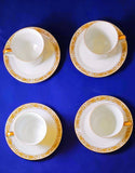 MOTHER'S DAY GIFT: CONCERTO BY MIKASA:  GOLD-RIMMED TEACUPS/SAUCERS, SET OF 4
