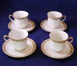 MOTHER'S DAY GIFT: CONCERTO BY MIKASA:  GOLD-RIMMED TEACUPS/SAUCERS, SET OF 4