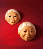 MOTHER'S DAY GIFT: AFROCENTRIC ART: HAND-PAINTED TERRACOTTA ANCESTRAL PLAQUE, SET OF 2