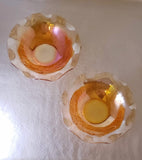 MOTHER'S DAY GIFT: IRIS IRIDESCENT CARNIVAL GLASS BOWL WITH FLUTED EDGE IN MARIGOLD