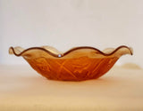 MOTHER'S DAY GIFT: IRIS IRIDESCENT CARNIVAL GLASS BOWL WITH FLUTED EDGE IN MARIGOLD