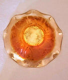 MOTHER'S DAY GIFT: IRIS IRIDESCENT CARNIVAL GLASS BOWL WITH FLUTED EDGE IN MARIGOLD