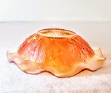 MOTHER'S DAY GIFT: IRIS IRIDESCENT CARNIVAL GLASS BOWL WITH FLUTED EDGE IN MARIGOLD