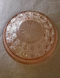 PINK DEPRESSION GLASS COVERED BOWL/VINTAGE GLASS