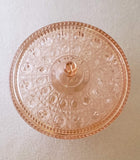 PINK DEPRESSION GLASS COVERED BOWL/VINTAGE GLASS