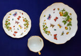 STRAWBERRY&BUTTERFLY DESSERT SET/GIFT: CAKE PLATE, CUP &SAUCER by ARDALT LENWILE