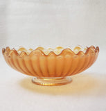 MOTHER'S DAY GIFT: IRIDESCENT MARIGOLD CARNIVAL GLASS BOWL, SERRATED EDGE