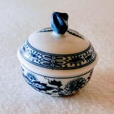 MOTHER'S DAY GIFT: HUTSCHENREUTHER 1814 BLUE ONION MINI SUGAR BOWL/HOME OFFICE ACCENT/BLUE ONION COLLECTIBLE