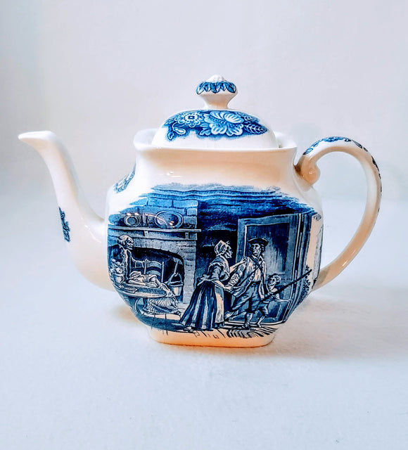 MOTHER'S DAY GIFT: LIBERTY BLUE TEAPOT 'HISTORIC COLONIAL SCENES