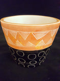 MOTHER'S DAY GIFT: CONTEMPORARY/MODERN/ AFROCENTRIC  HANDCARVED PATTERNED 2-TONE MARBLE BOWL